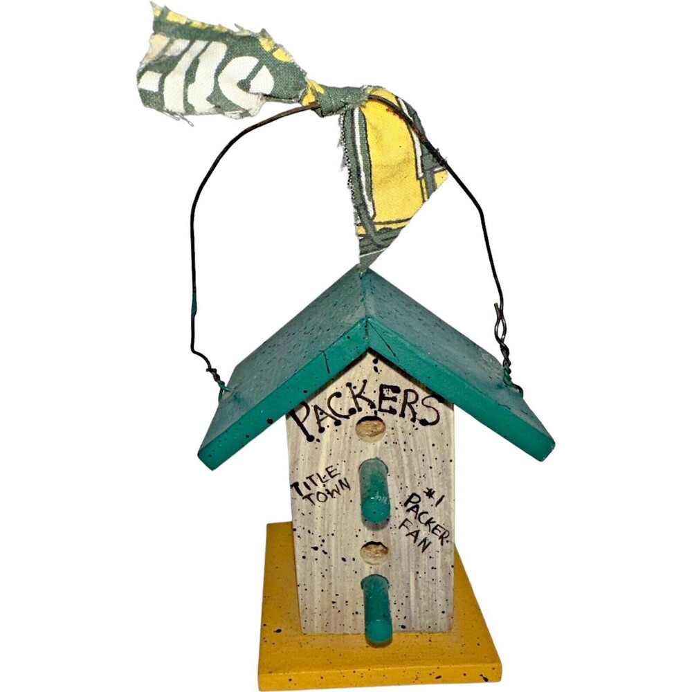 Green Bay Packers Wooden Birdhouse Ornament Football Fan Gift Holiday Christmas